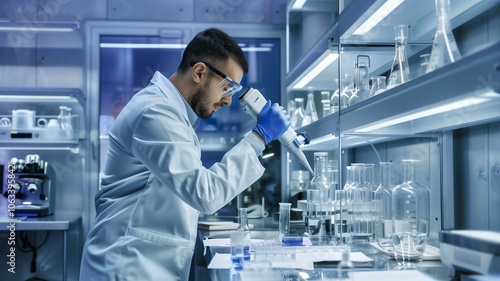 Scientists working diligently in a modern laboratory environment 