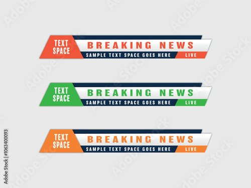 Breaking News lower third banner template design premium Vector