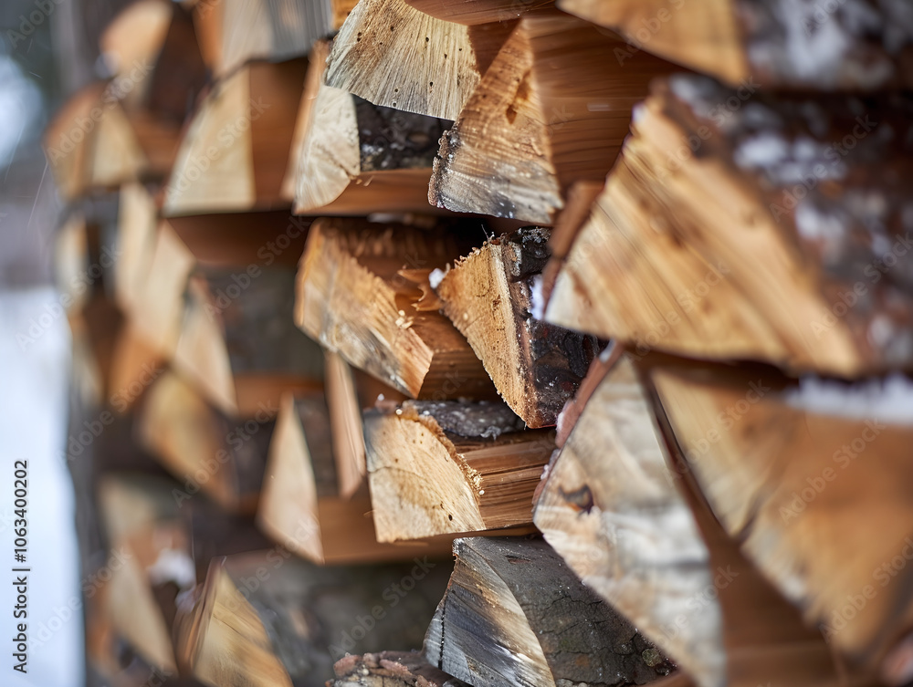 Neatly stacked firewood in rows, preparing for the cold winter months ahead, ready for use. Neatly stacked firewood in rows, preparing for the cold winter months ahead, ready for use.