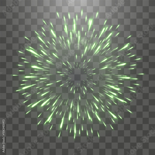 Vector festive fireworks isolated on png. New Year's Eve fireworks with brightly shining sparks. Realistic sparks and explosions. Colorful pyrotechnics show. Vector isolated on png background