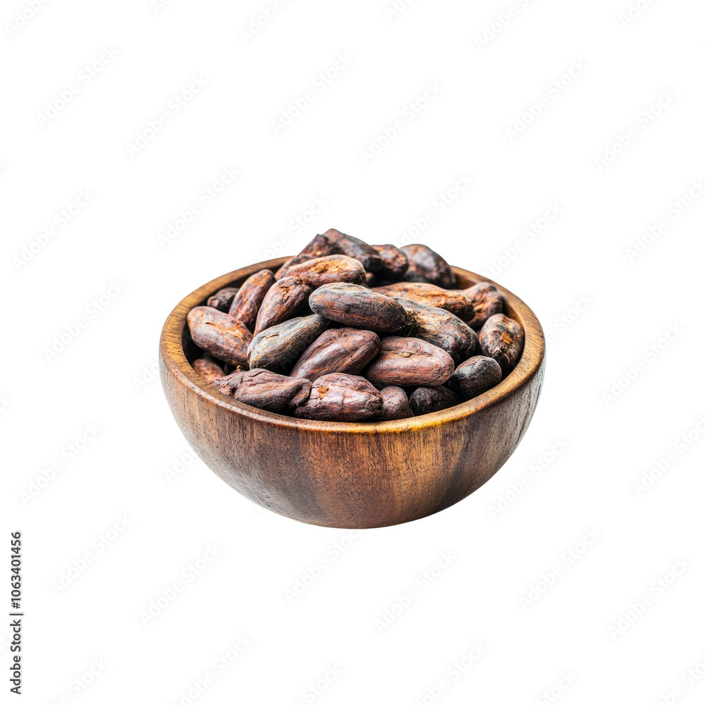Close-up of Cocoa Beans in a Wooden Bowl Close-up of Cocoa Beans in a Wooden Bowl