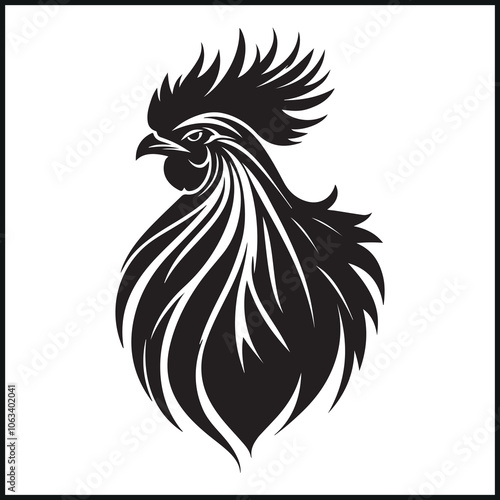 Rooster Head Mascot Silhouette for poultry logo
