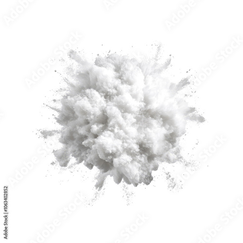 White Powder Explosion Isolated on White Background