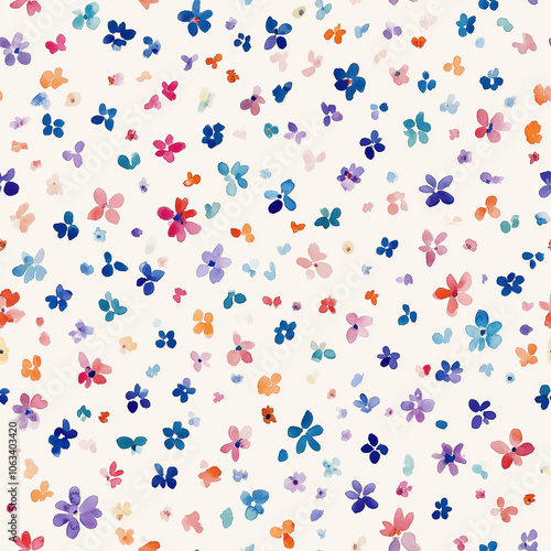 Watercolor floral seamless pattern print hand painting with abstract flowers and plants, design texture. Tileable Seamless pattern watercolor floral pattern for textile, stationery, wedding deisgn