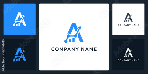 Modern letter A fintech logo and icon editable vector