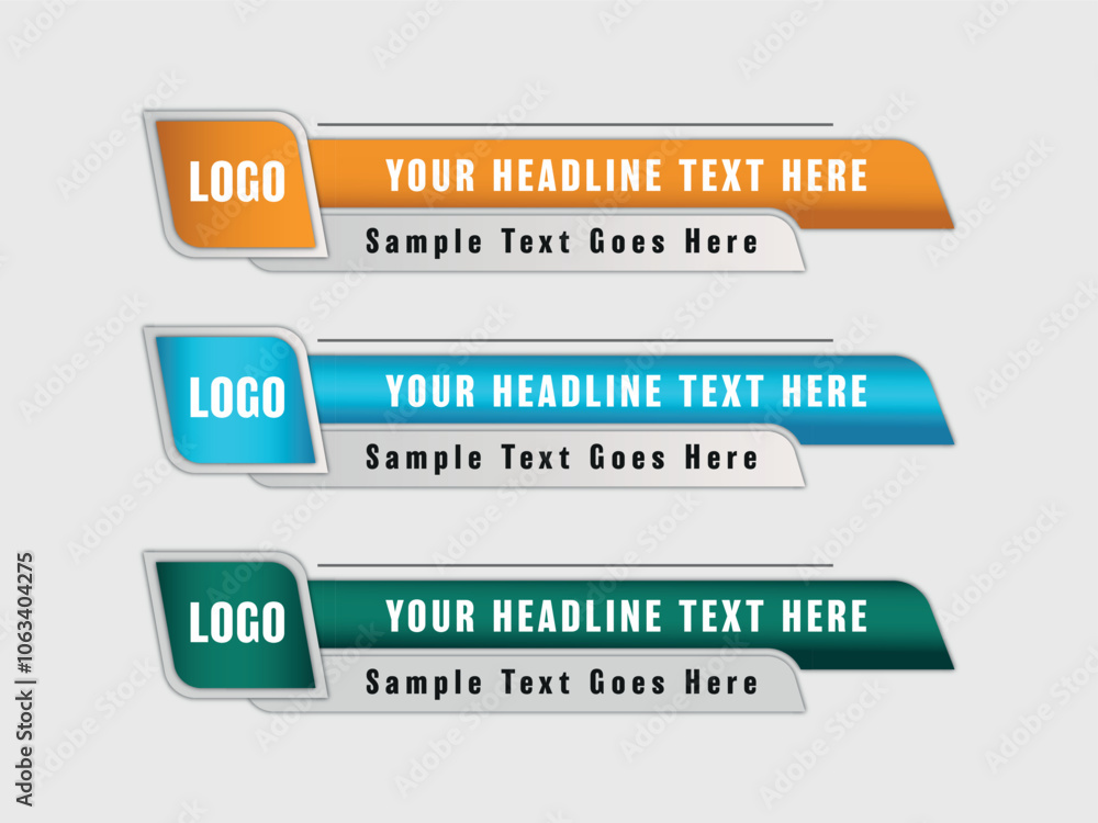 Fototapeta premium Set of infographic lower third display bar banner tv for business presentation. 