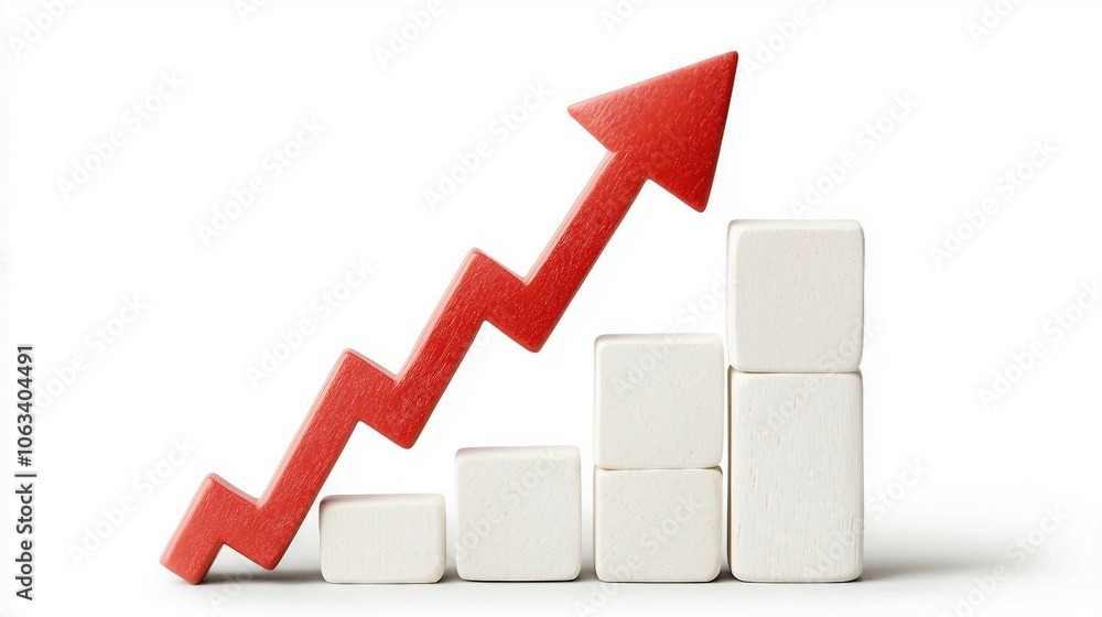 Business Growth Concept with Progress Chart and Blocks Business Growth Concept with Progress Chart and Blocks