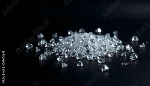 Diamonds with Light Reflections on Black Background