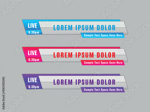 Set of infographic lower third display bar banner tv for business presentation