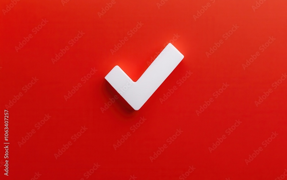 A simple white checkmark on a vibrant red background symbolizes approval and correctness. A simple white checkmark on a vibrant red background symbolizes approval and correctness.