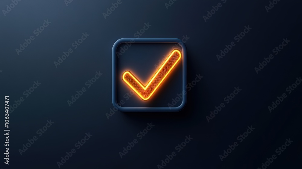 A glowing orange checkmark on a dark background, symbolizing confirmation or approval. A glowing orange checkmark on a dark background, symbolizing confirmation or approval.