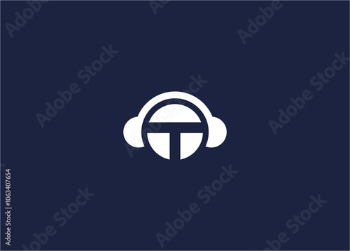 Letter t with headset logo icon design vector design template inspiration