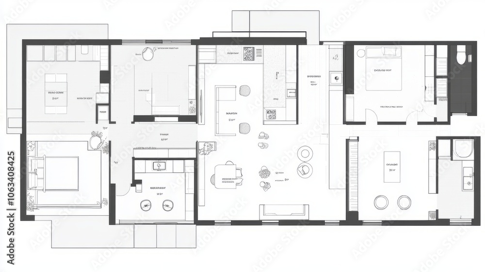 Floor plan showing labeled kitchen, bedrooms, and bathrooms, with precise measurements and a reserved text area at the bottom. Floor plan showing labeled kitchen, bedrooms, and bathrooms, with precise measurements and a reserved text area at the bottom.