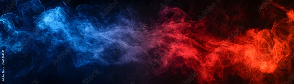 Abstract Swirling Red and Blue Smoke on Black Background Abstract Swirling Red and Blue Smoke on Black Background