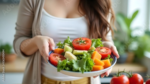 woman holding a bowl of salad