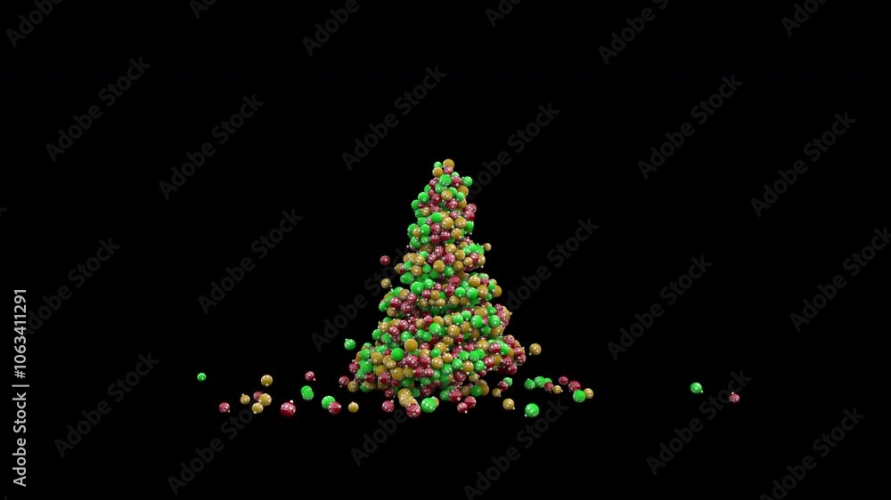 ball Christmas tree 3d animation render with alpha channel transparent background ball Christmas tree 3d animation render with alpha channel transparent background