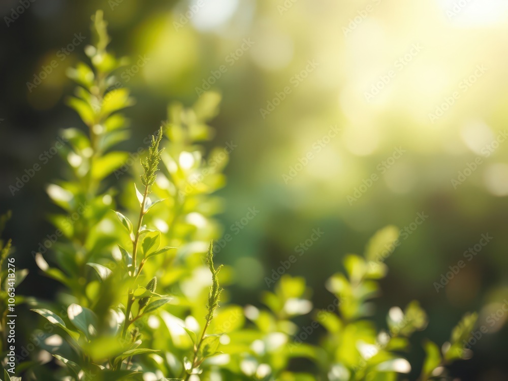 Blurred image of serene natural background with water and lush plants, peaceful, outdoors Blurred image of serene natural background with water and lush plants, peaceful, outdoors