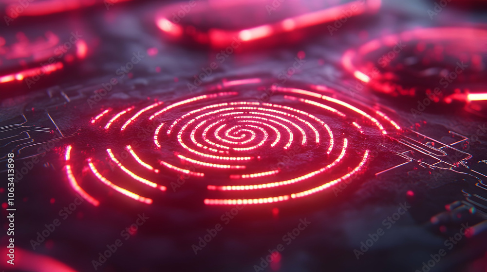 Abstract Circuit Board With Red Spiral, Technology, Digital, Innovation, Future, Science Abstract Circuit Board With Red Spiral, Technology, Digital, Innovation, Future, Science