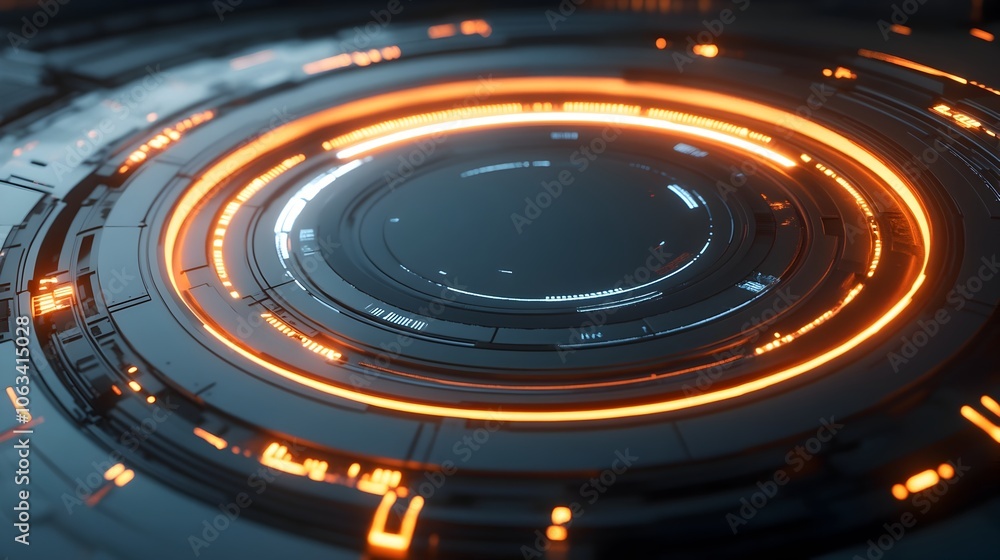 Obraz premium Mesmerizing Circular Loading Indicator with Radiant Glow and Futuristic Digital Tones