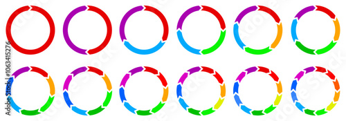 Circle arrows diagram graph set, pie business chart, circle diagram with sections or parts