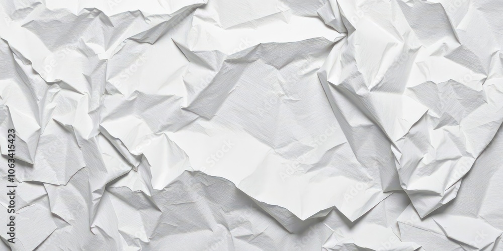 Obraz premium Close up of crumpled white paper with soft shadows, macro, abstract