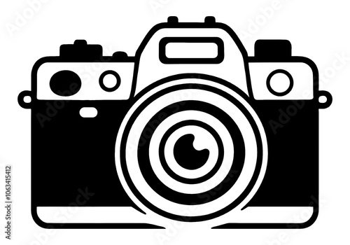 デジタル一眼レフカメラのシルエットイラスト　透過背景の切り抜き