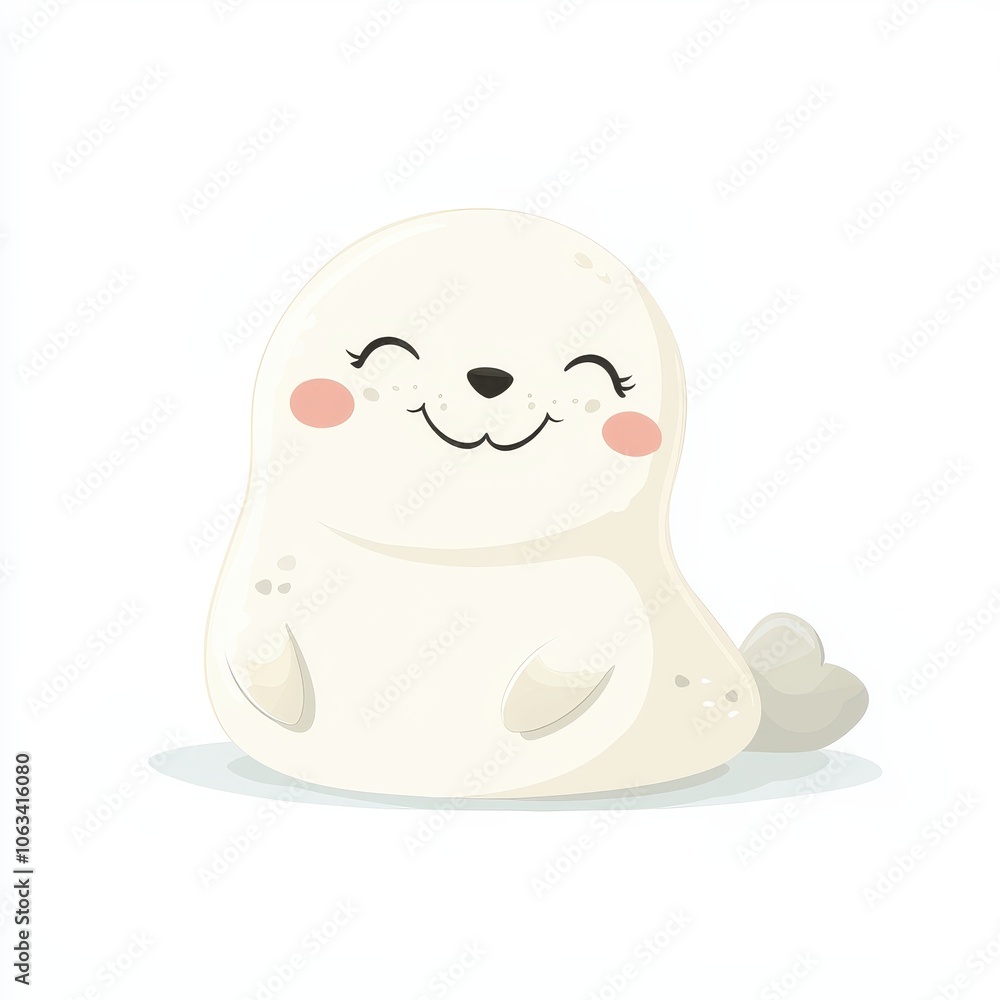 Cute Illustrated Chubby Seal with Smiling Face Cute Illustrated Chubby Seal with Smiling Face