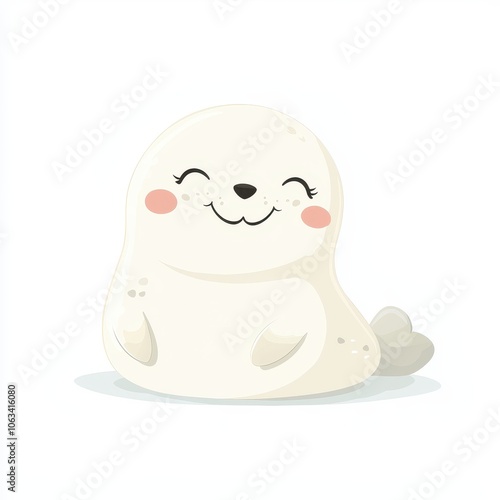 Cute Illustrated Chubby Seal with Smiling Face