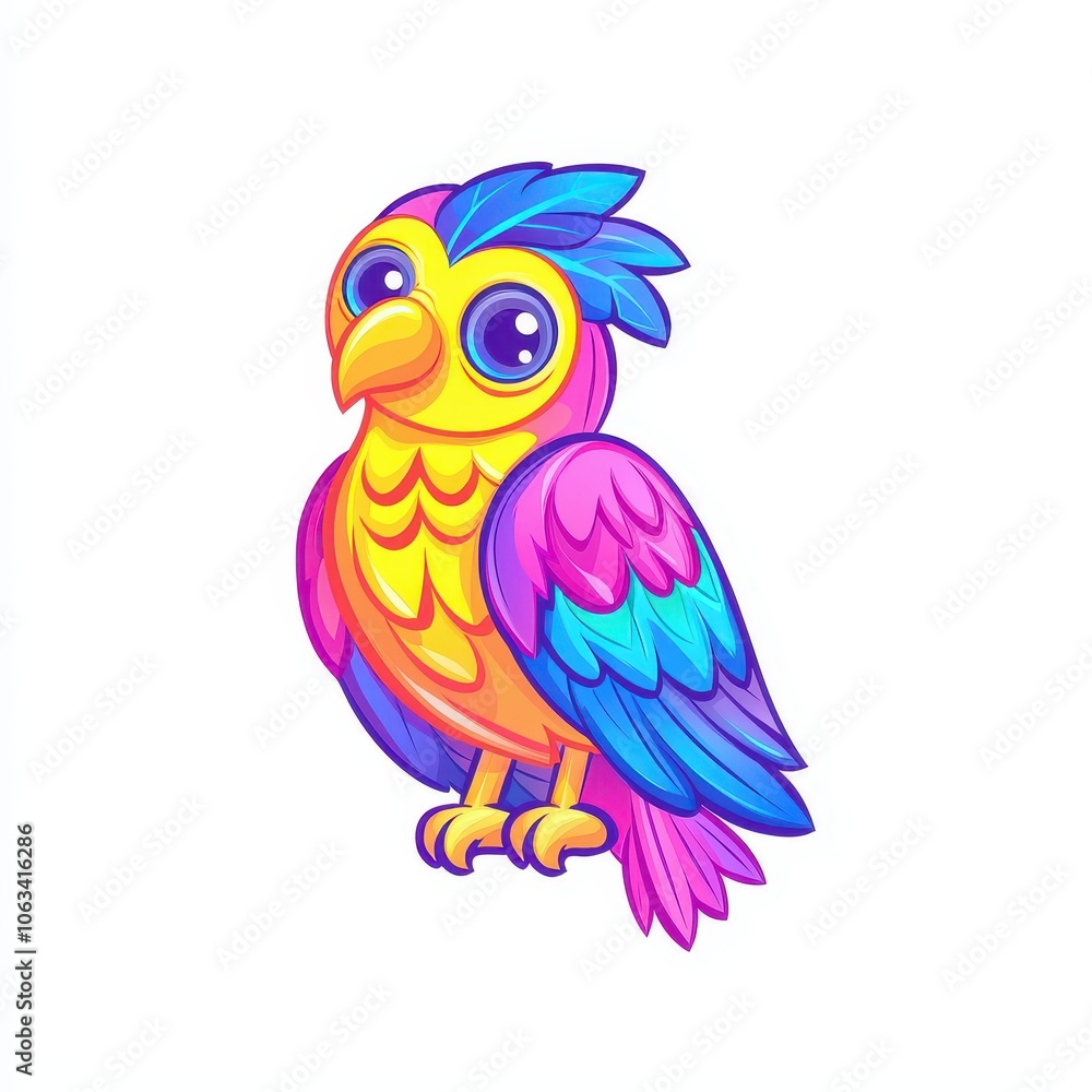 Fototapeta premium Colorful Illustrative Parrot with Bright Feathers