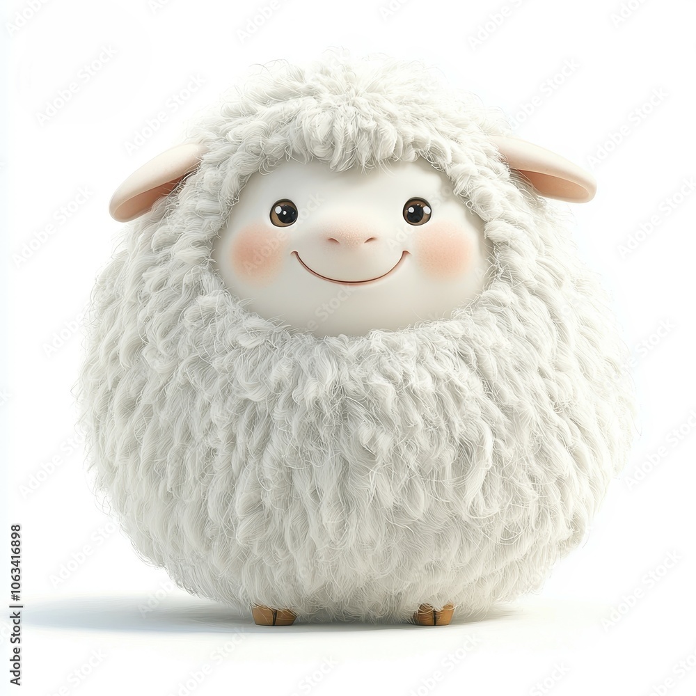 Obraz premium Cute Fluffy Sheep Character for Children
