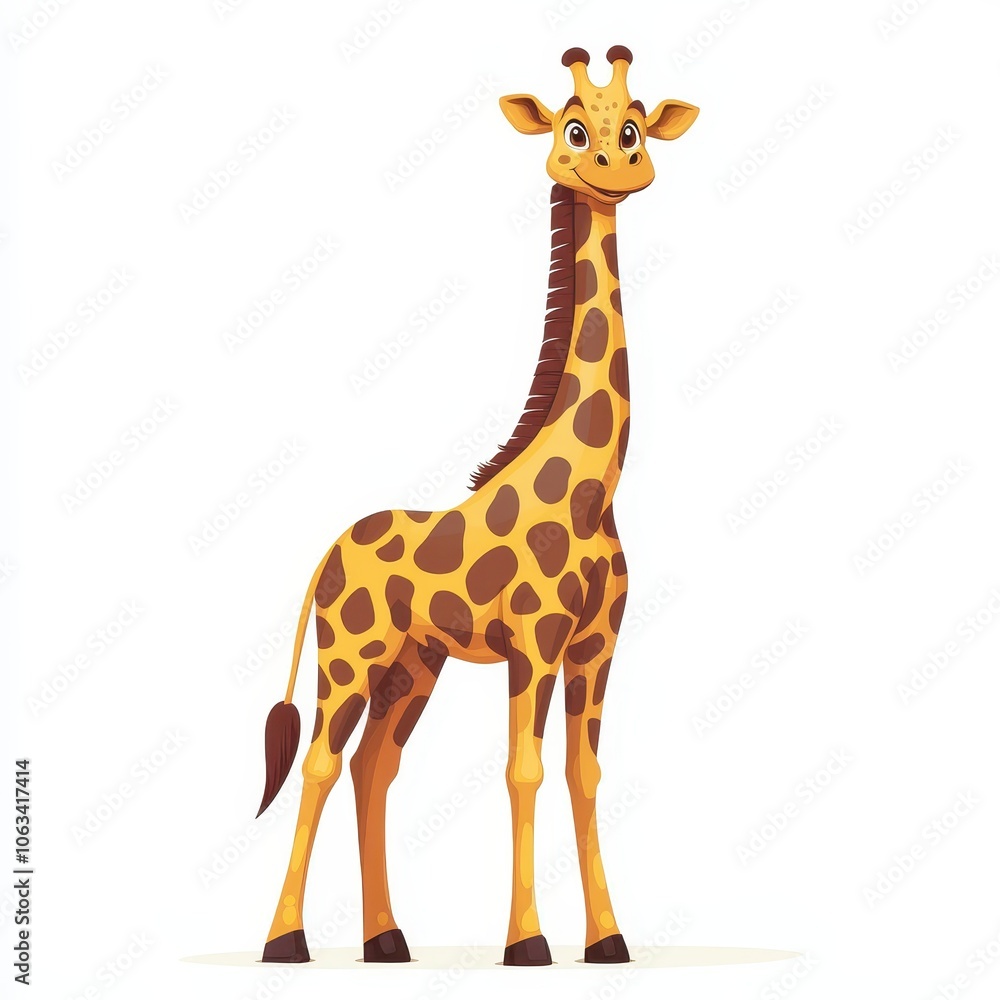 Fototapeta premium Joyful Illustrated Giraffe with Long Neck