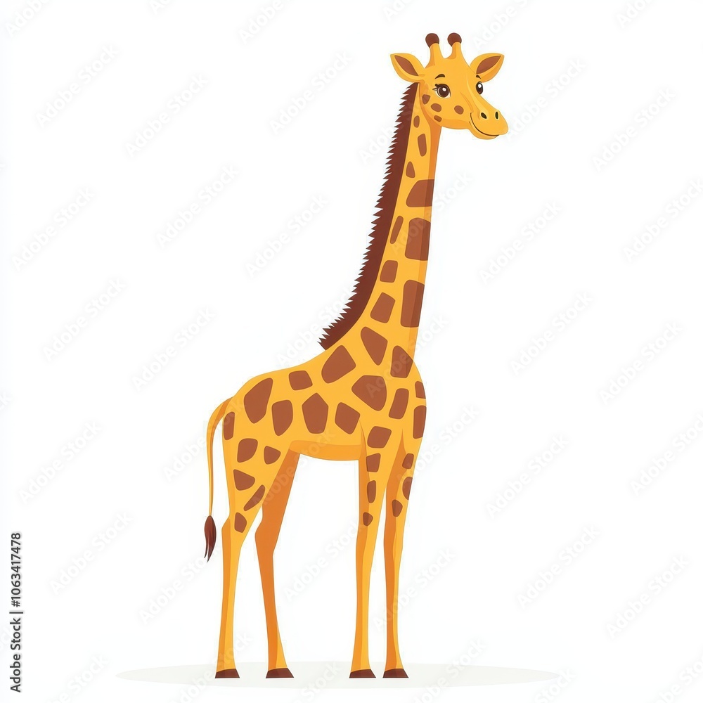 Joyful Illustrated Giraffe with Long Neck Joyful Illustrated Giraffe with Long Neck