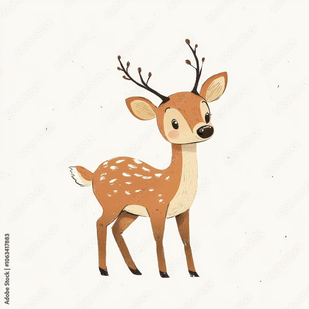 Playful Illustrated Reindeer with Small Nose Playful Illustrated Reindeer with Small Nose