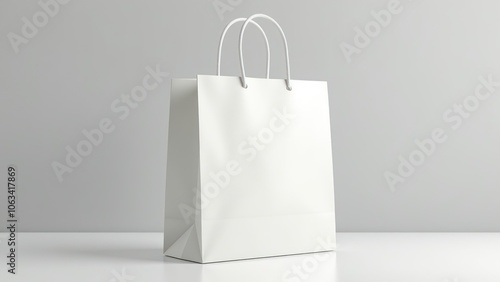White paper shopping bag on a grey background