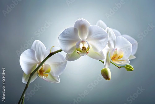 elegant white orchid flower against plain background, perfect for botanical and floral theme