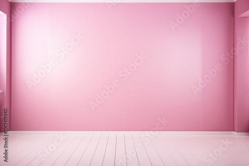 Fototapeta Naklejka Na Ścianę i Meble -  A pink room with a white wall and a white floor. Generative AI