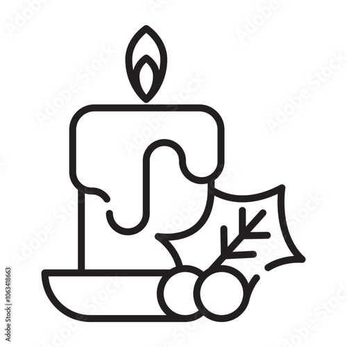Christmas candle icon design vector template