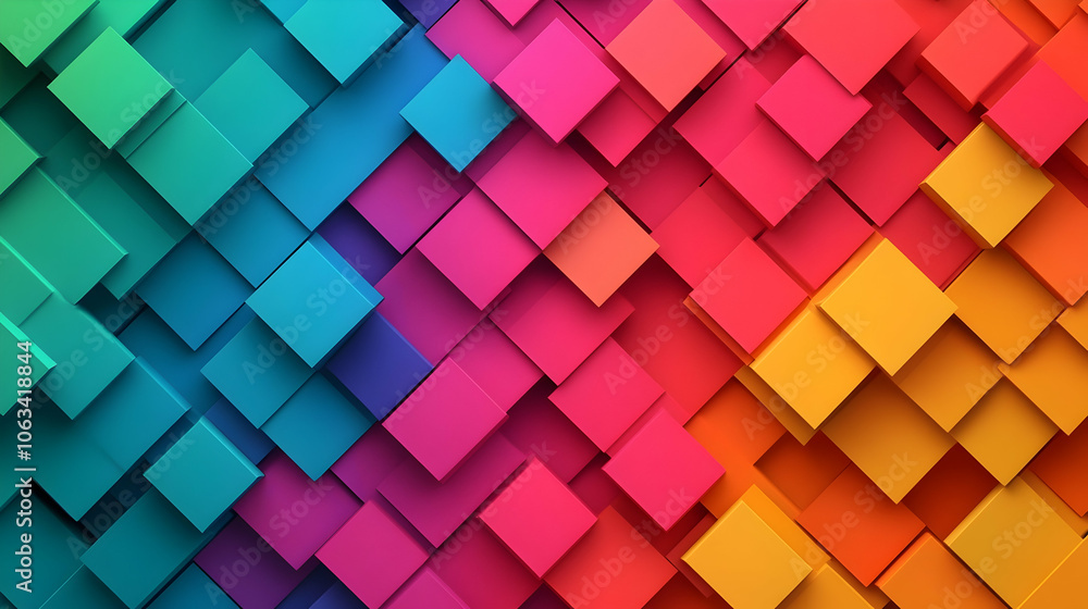 Abstract Colorful Cubes Background, geometric, pattern, design, 3d, art Abstract Colorful Cubes Background, geometric, pattern, design, 3d, art
