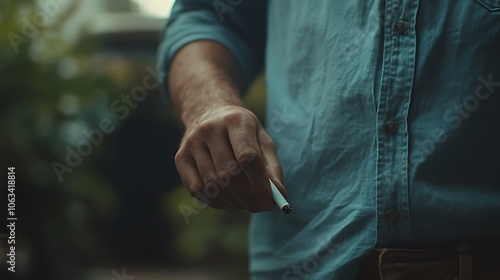 Closeup of a Man Holding a Cigarette