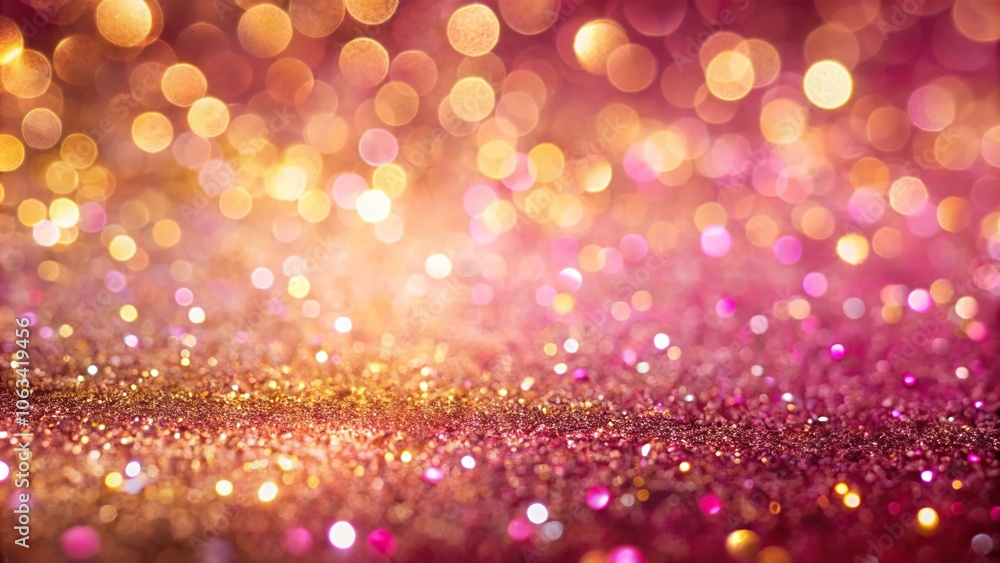 Festive shiny background with pink and gold glitter reflections Festive shiny background with pink and gold glitter reflections