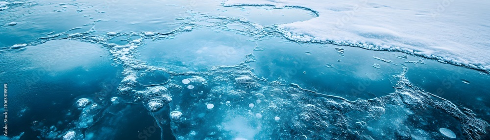 Frozen Lake Surface with White Ice Patches Frozen Lake Surface with White Ice Patches