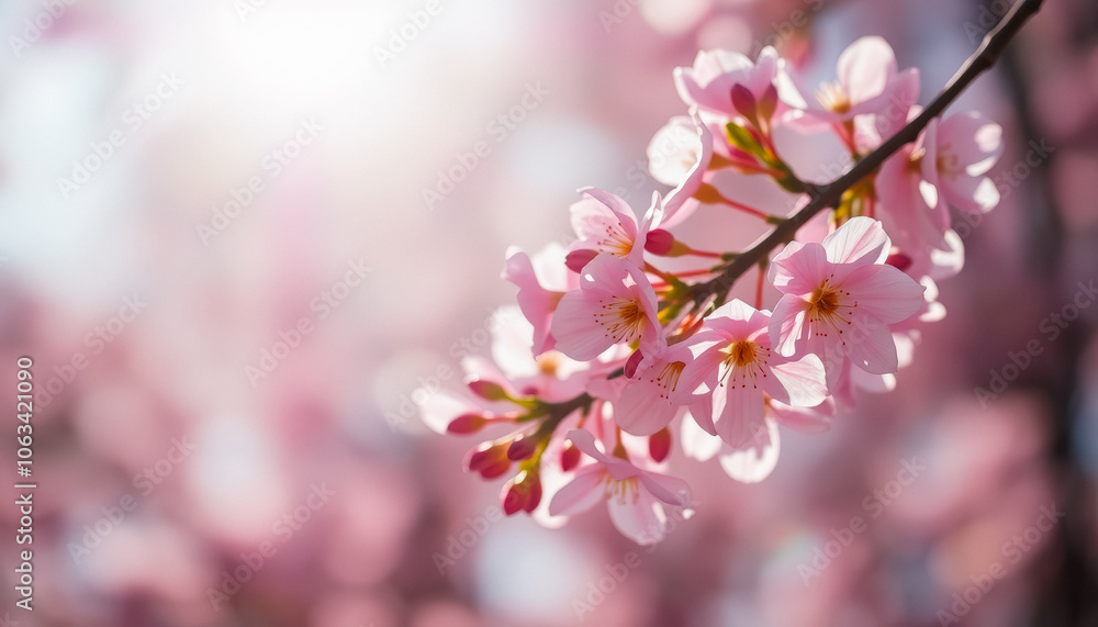 Sakura. Branches with pink flowers on a plain background for publications. Sakura. Branches with pink flowers on a plain background for publications.