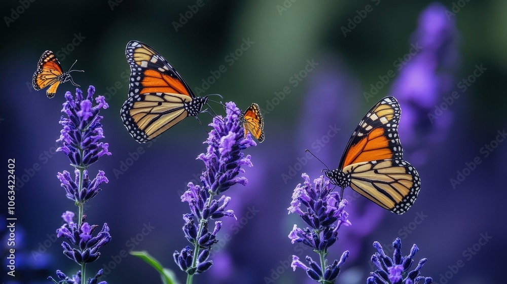 Obraz premium Monarch Butterflies on Lavender