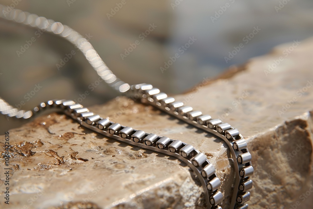 Delicate Silver Chain Bracelet on Marble Background
Delicate Silver Chain Bracelet on Marble Background