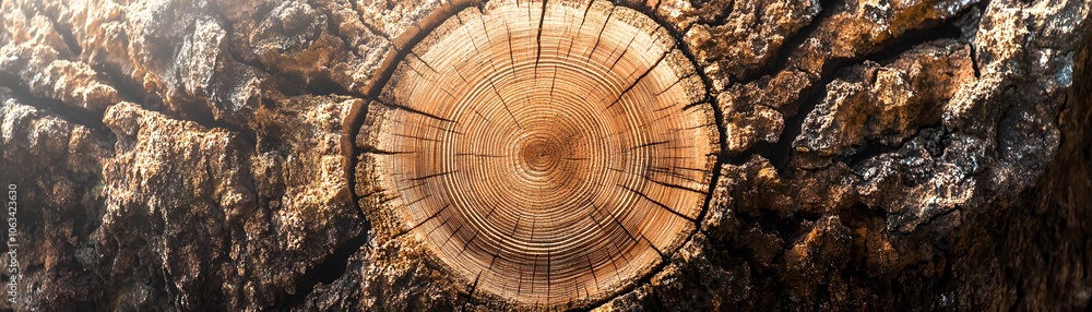 Close-up of a Tree Trunk's Cross-Section with Visible Growth Rings Close-up of a Tree Trunk's Cross-Section with Visible Growth Rings