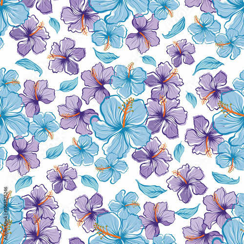 Seamless floral pattern of flowers. Hand drawn botanical.