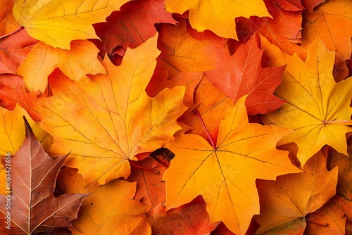 Wallpaper Mural Vivid Autumn Colors, Background of Fallen Red and Orange Maple Leaves, Seasonal Texture Torontodigital.ca
