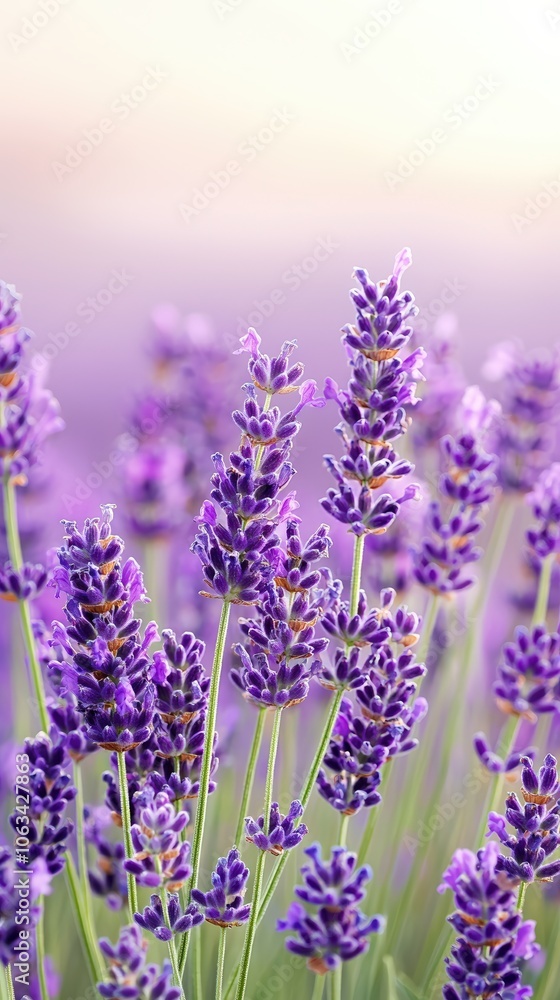 Naklejka premium Capture the intense clarity of lavender petals in a stunning macro shot with soft light effects