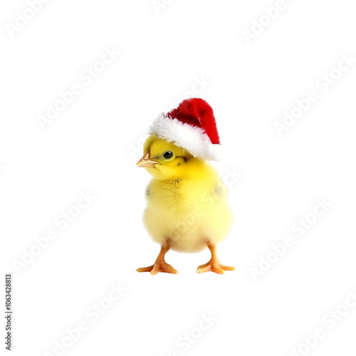 Cute Chick Wearing Santa Hat for Christmas