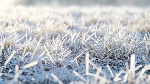 frozen snowy grass - winter background created using generative AI tools